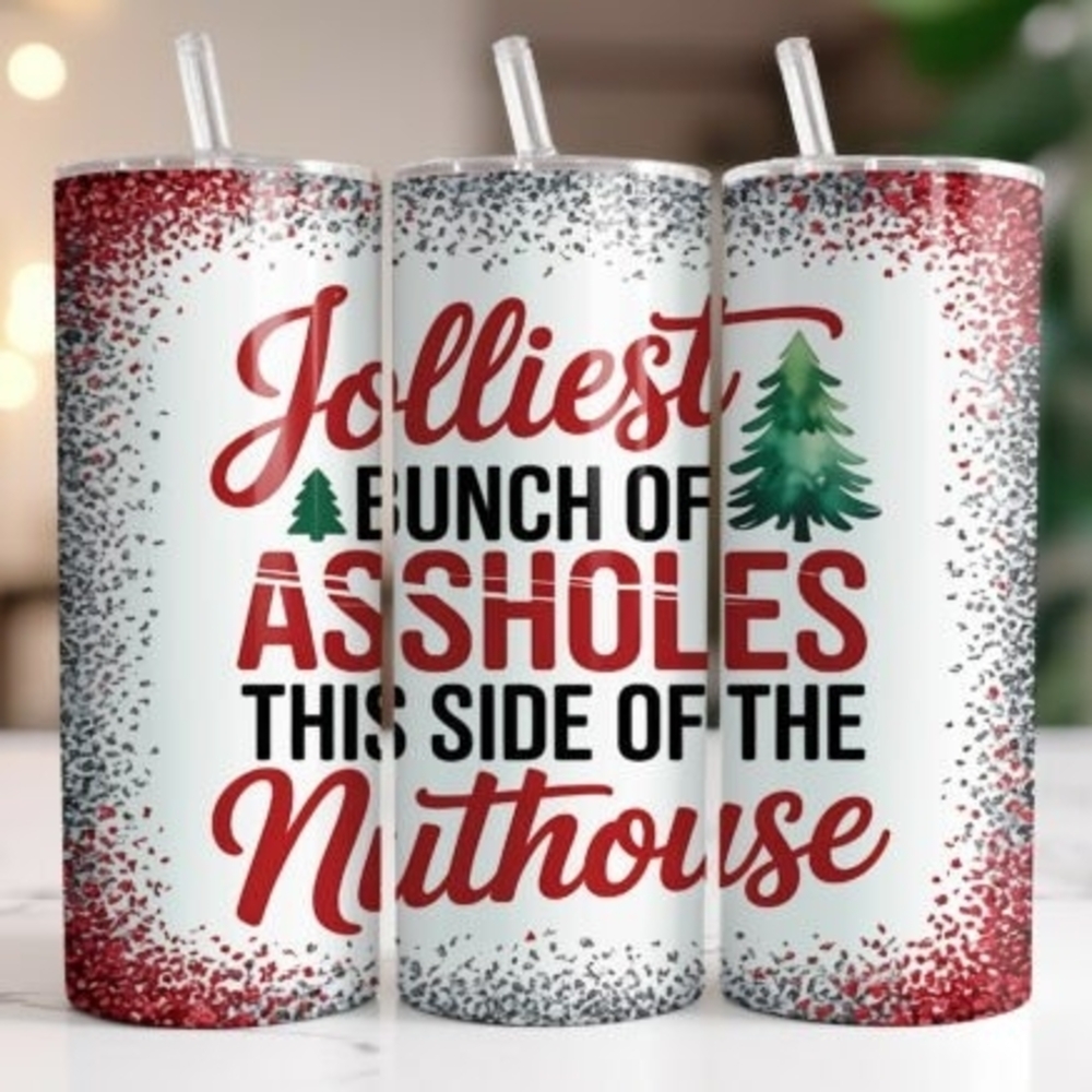 Festive Holiday Tumbler with Red and Silver Glitter